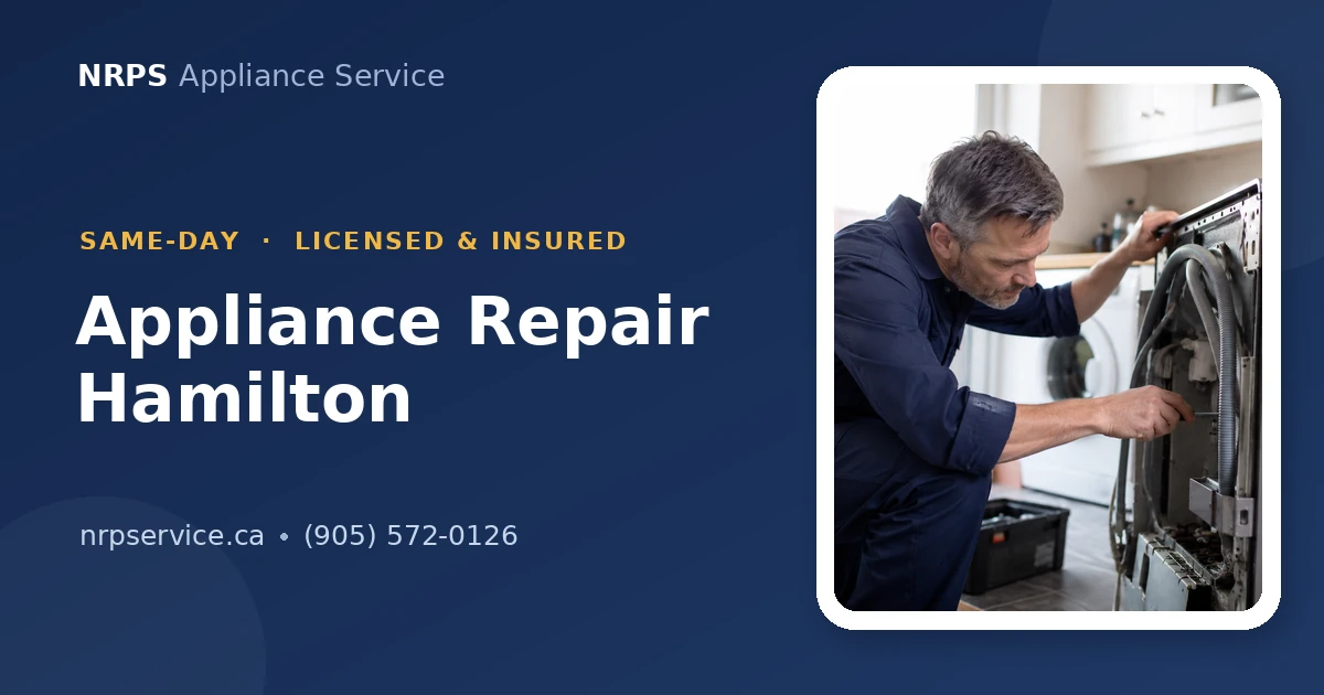 NRPS technician repairing a home appliance in Hamilton